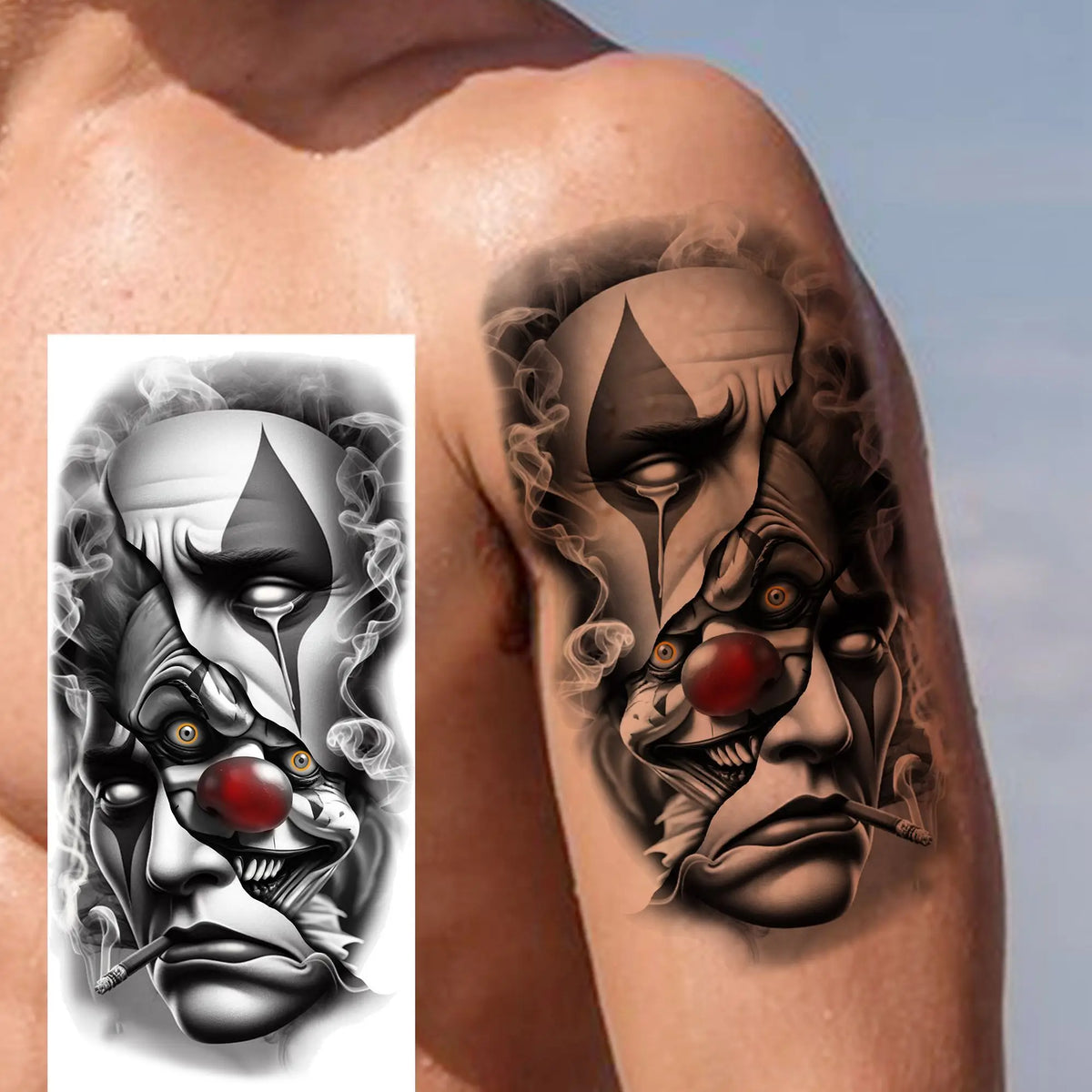 1 Sheets Chicano Prison Gangster Temporary Tattoos For Women Men Adults Fake Tattoo Sticker Water Transfer Self Adhesive Arm Leg