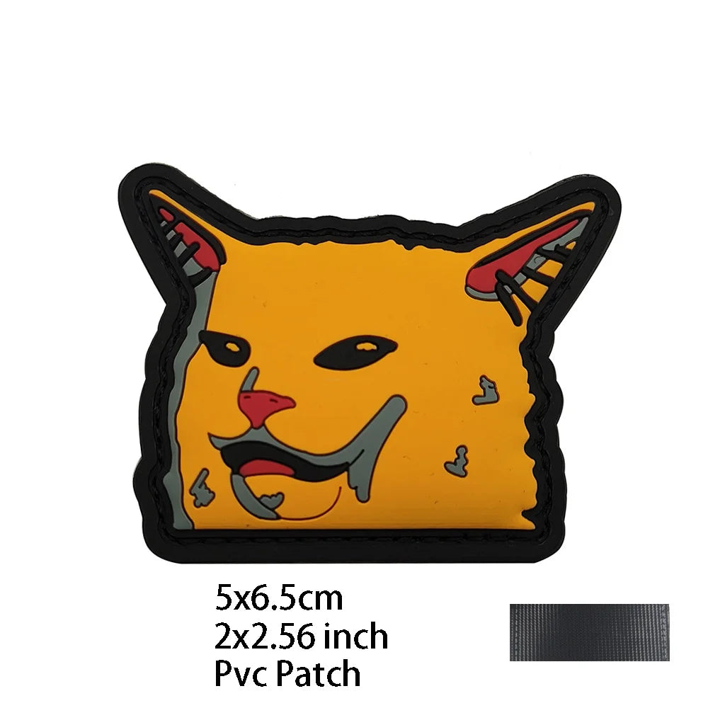 New Outdoor Bag Accessories: Satirical Cat Badge Graffiti Cat 3D PVC Magic DIY Bag Stickers Backpack Hook and Loop Patch