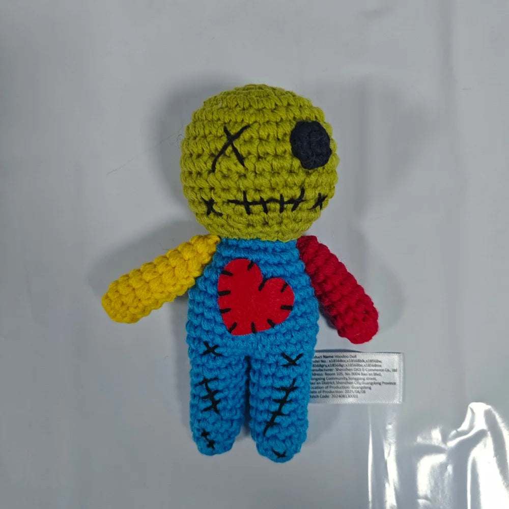 Crocheted Voodoo Doll Handmade Cute Red Heart Yarn Dolls Keychain Halloween Decoration Creative Gift For Party Home Decor