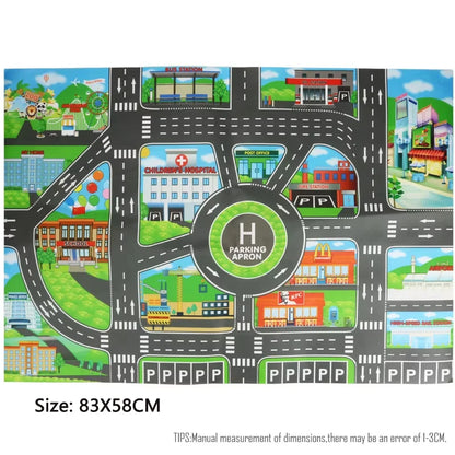 130*100CM Road Map Carpet For Kids Parking Lot Roadmap 83*58CM City Traffic Map of Road Carpet Traffic Signs Baby Play Mat Toys