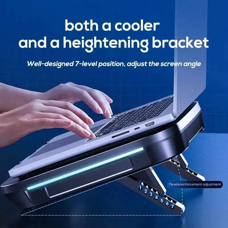 MEMO FL08 7 Angle Adjustable Notebook Powerful Fan Cooling Pad for 14-19'' Game Laptop Cooler Strong Wind Kickstand Base Bracket