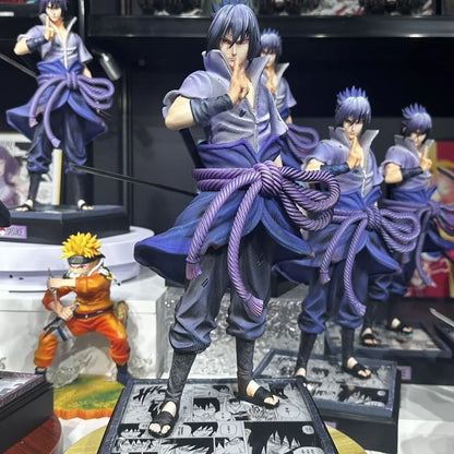 33cm Naruto Uchiha Sasuke Anime Figure GK Double Head Carving Collectible Decor Desktop Ornament Statue Model Toy Fans Gift