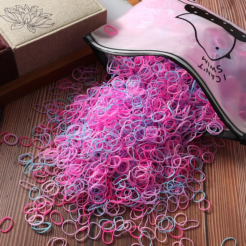 2000Pcs/bag Popular Children's Rubber Band Small Disposable Small Leather Case Tied Headrope Girls Hair Accessories