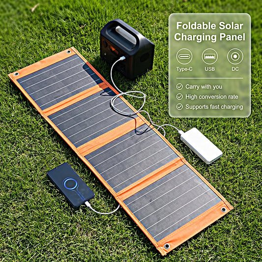 Portable Foldable Solar Panel Charger with QC3.0 Fast Charge USB Type-C DC Output for Outdoor Power Phones Laptops Camping Hikin