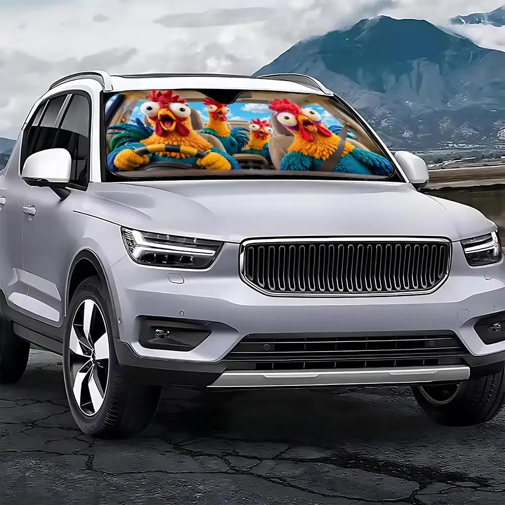 animal chicken Sun Visor Car Windshield Sun Visor - Foldable Universal Fit UV Block Heat Insulation Sunshade