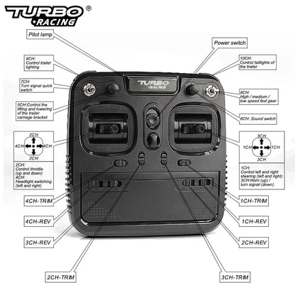 Turbo Racing C50 1:76 Full Proportional 4WD RC Semi-truck Tractor Trailer & P81 2.4Ghz 10Ch Control Gift