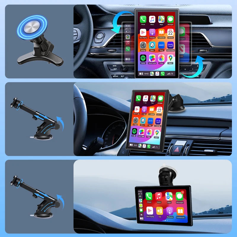 Jansite 9" Vertical Screen Car Radio Multimedia Video Player Wireless Carplay Android Auto Magnetic bracket Car Monitors GPS