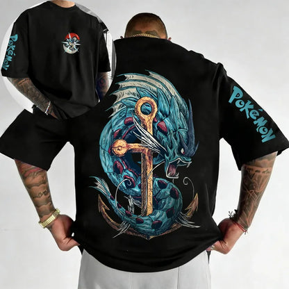 Oversized Cosplay Costumes Pokémon Lucario Summer 2026 New Product Harajuku Anime Printed Y2K Hip Hop Casual Unisex T-shirt