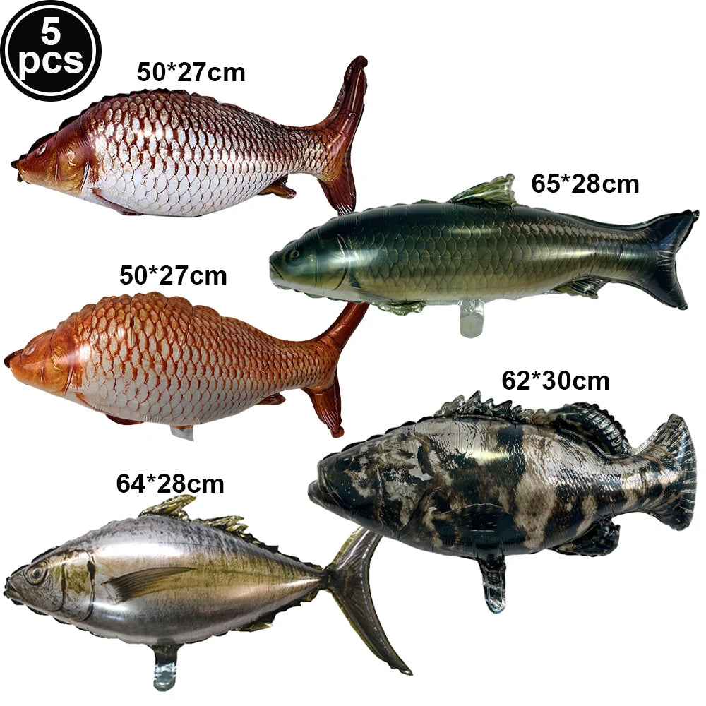 Fish Balloons Realistic Balloons Fishing Birthday Party Decor Cute Inflatable Fish Balloons for Fishing Theme Party Decorations