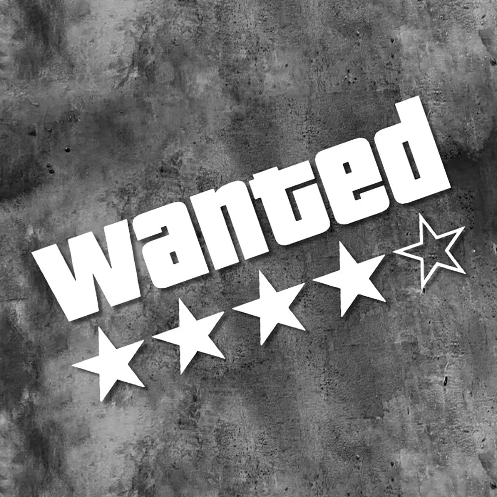 1PC Wanted Star Motorcycle Sticker Decoration DIY for Motorbike Fuel Tank Side Panel Car Electric Scooter Waterproof Vinyl Decal