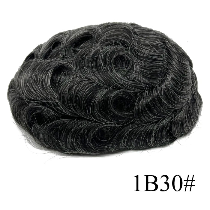 0.08mm Thickness PU Poly Base Double Knotted Toupee Human Hair Durable Time Long Lifespan Men's Capillary Prothesis