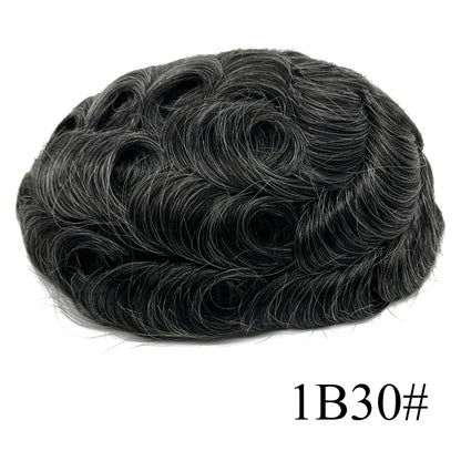 0.08mm Thickness PU Poly Base Double Knotted Toupee Human Hair Durable Time Long Lifespan Men's Capillary Prothesis