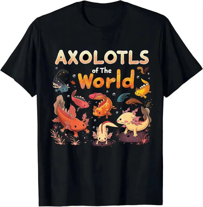I AXOLOTL QUESTIONGS Children Boy Girl T shirt 2026 New Summer Short Sleeve T-Shirt Cute Style kidS casual SPORTS Tops