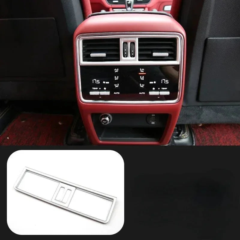 For Porsche Macan Cayenne 2011-2022 ABS Red Car Rear Air-conditioning Outlet Frame Cover Trim Interior Car Accessories