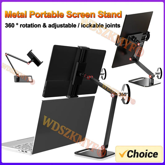 Portable Monitor Stand for 12”- 17.3" 360° Adjustable Swivel Bracket Tablet Holder Compatible with Tablet Desktop Clamp Stand