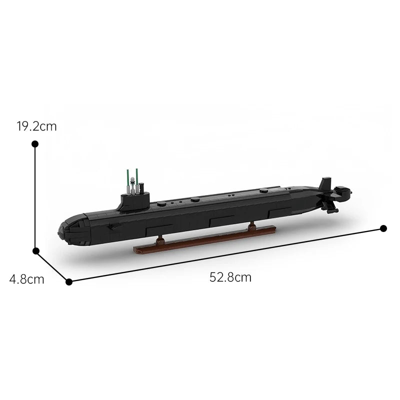 MOC 1115PCS Virginia Class Submarine Building Blocks Set Military Model Brick Toy Holiday Gift Adults Teens Compact Packaging