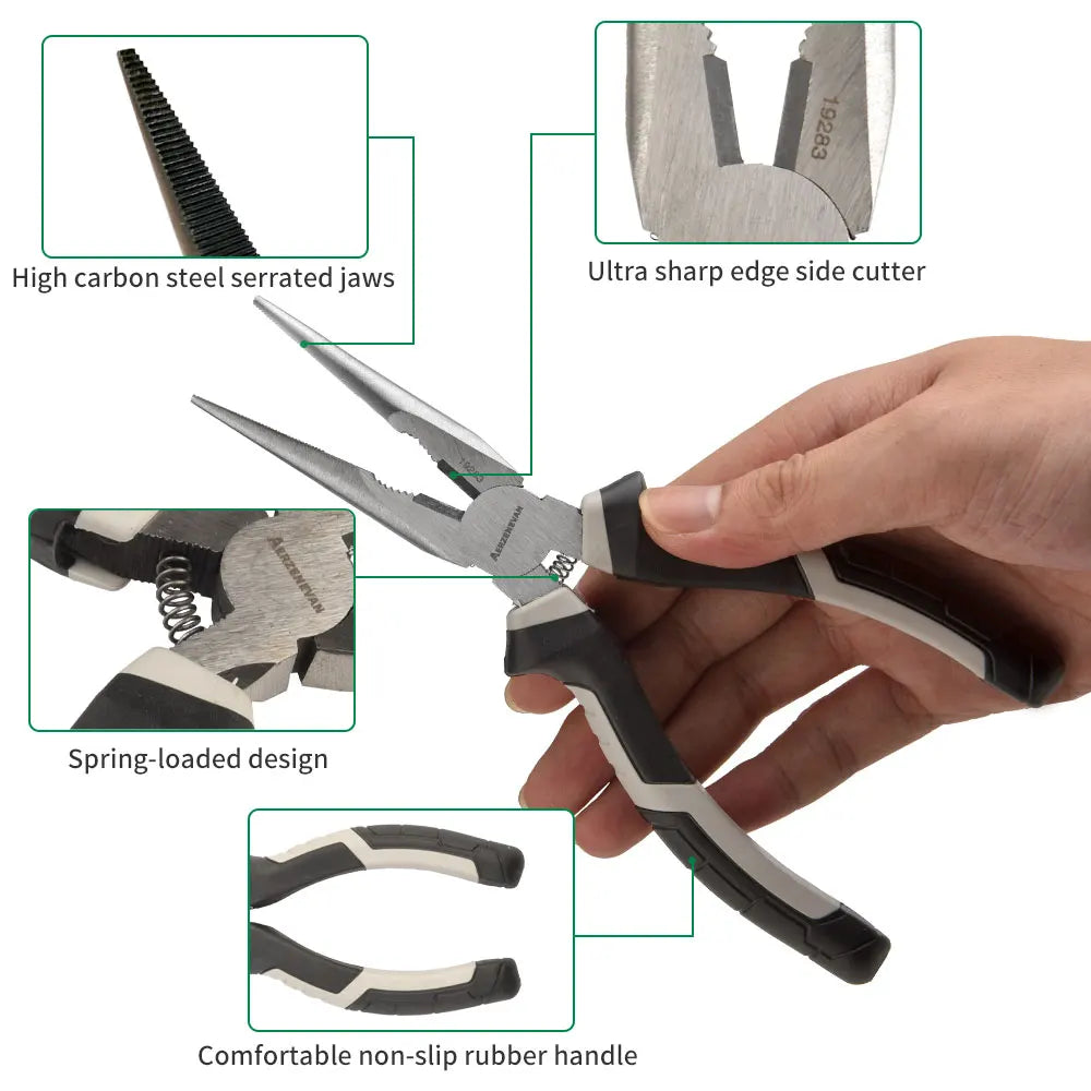 Professional Multifunctional Diagonal Pliers Needle Nose Universal Wire Cutters - Essential Hardware Tools for Electricians