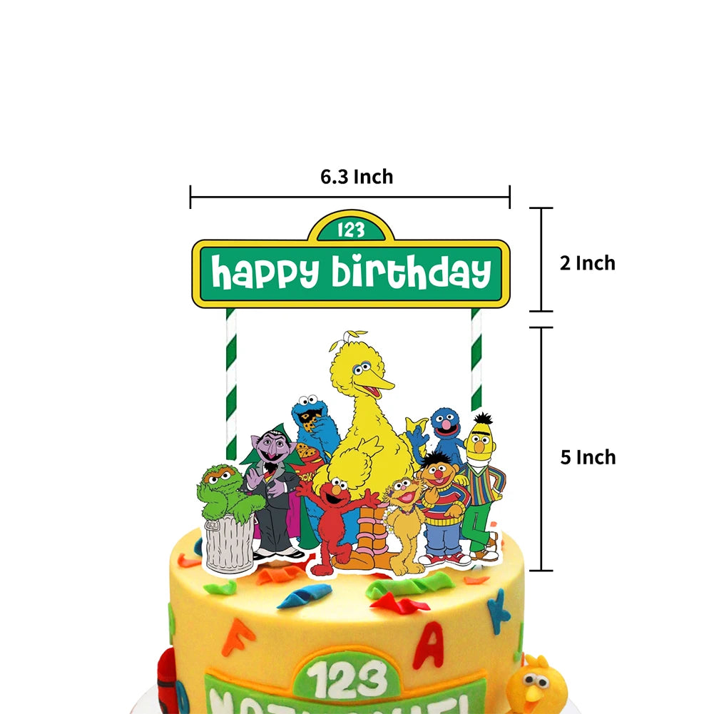 Cartoon Sesames  Street Birthday Party Decor Elmo and Friends Theme Tablecloth Plate Balloon Set Cake Decor Baby Shower