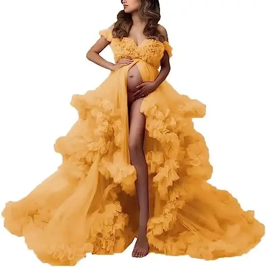 Sexy Maternity Gowns Photoshoot  Ruffles baby shower платье для беременных فساتين حوامل vestidos para embarazadas photoshoot