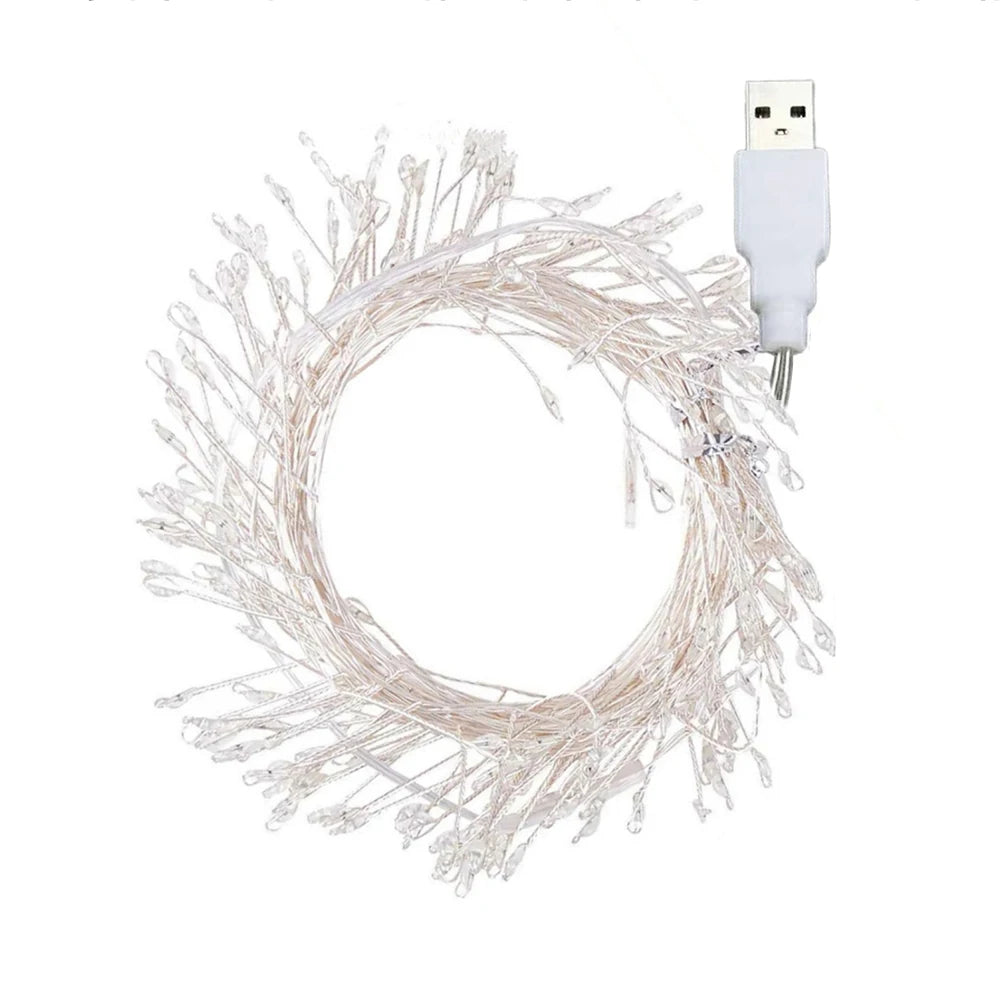 Remote Control Garland Fairy Lights 5V DC LED Firecracker Weaving String Light USB Battery Powered for Wedding Decoration