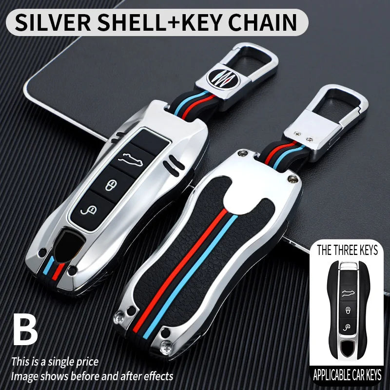 Zinc Alloy Key Fob Protective Cover, Smart Key Case Shell For Porsche Cayenne Panamera 911 992 Taycan, Auto Key Accessories