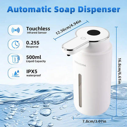 500ML Large Capacity Digital Display Touchless 6-Gears Adjustable Foam/Liquid Infrared Induction Automatic Sensor Soap Dispenser