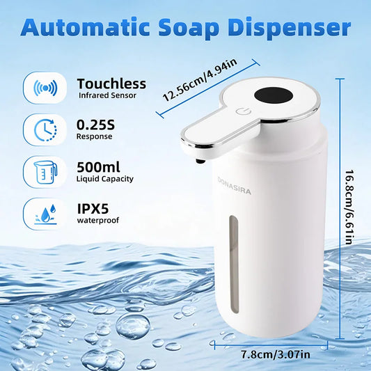 500ML Large Capacity Digital Display Touchless 6-Gears Adjustable Foam/Liquid Infrared Induction Automatic Sensor Soap Dispenser