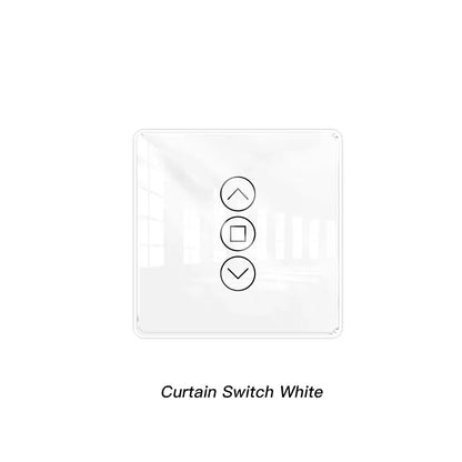 WiFi Smart 2.5D Arc Glass Touch Panel Curtain Switch for Roller Blinds Shutters APP Remote Control Work With Alexa Google Home