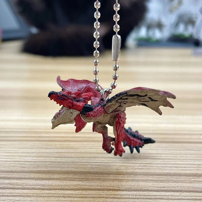 Bandai Capcom Monster Hunter Rathalos Pvc Figure Keychain Backpack Bag Pendant Collectible Hanging Charm For Adult Collectors
