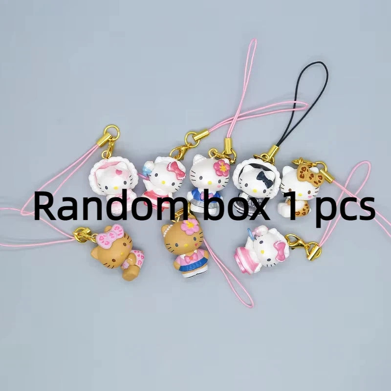 New In Stock Cute Black Leather Kt Cat Jewelry Pendant Blind Box University Kt Cat Phone Case Hanging Decoration Surprise Gift