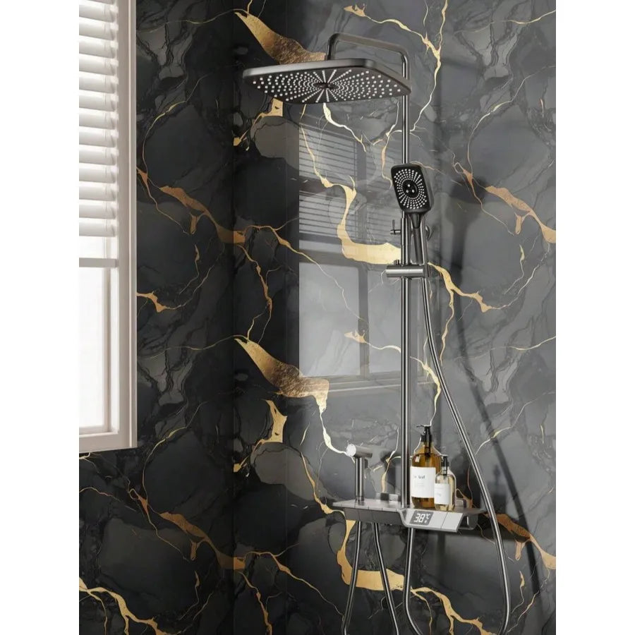 Waterproof Metallic Wallpaper,self Adhesive Reflective Surface Modern Marble Contact Paper for Retail Store Restaurant Decor