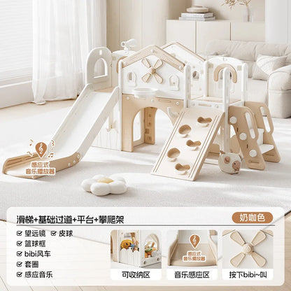 Indoor slide swing 2-in-1 family multi-functional climbing frame