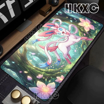 Game Card Pad Gaming Carpet Anime Keyboard Pads Pokemon Eevee Mousepad Gamer Mouse Pads Laptop Extended Desk Mat PC Cabinet Rug