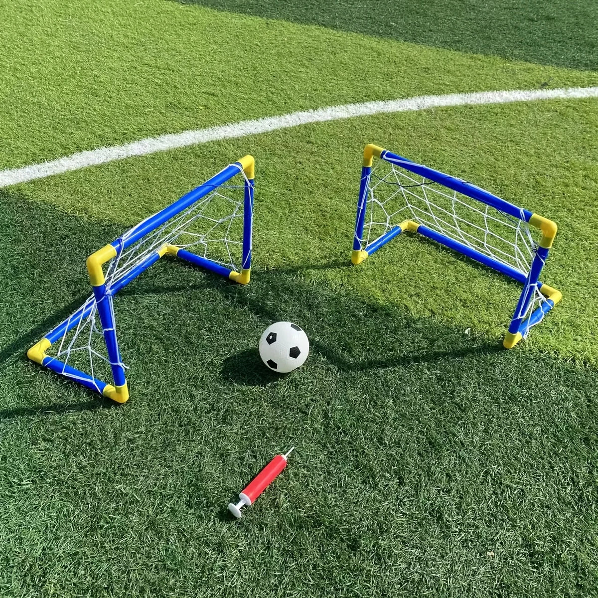 2PC Soccer Goal Set with Inflatable Ball Portable PVC Net 17.32×12.2in Detachable Indoor Outdoor Sports Toy Perfect Gift.