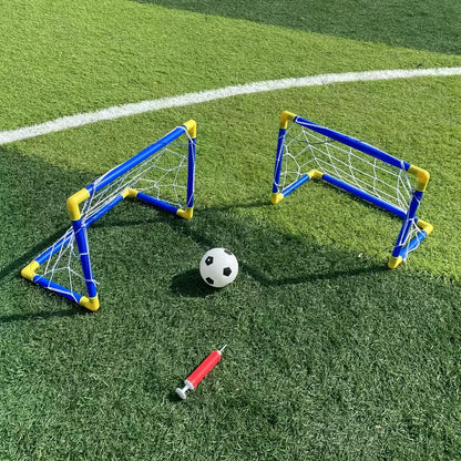 2PC Soccer Goal Set with Inflatable Ball Portable PVC Net 17.32×12.2in Detachable Indoor Outdoor Sports Toy Perfect Gift.