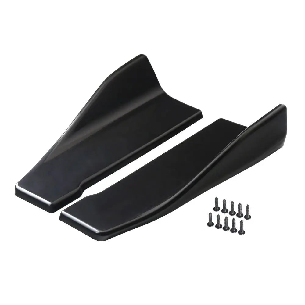35/48cm Universal Fit Car Spoiler Lateral Bumper Rear Side Skirt Lip Rocker Wings Carbon Fiber Glossy Black Protection Trims