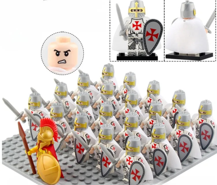 21PCS Medieval Ancient Roman Warrior Series Spartan 300 Warrior Children's Building Block Toys DIY Micro Scene Ornaments