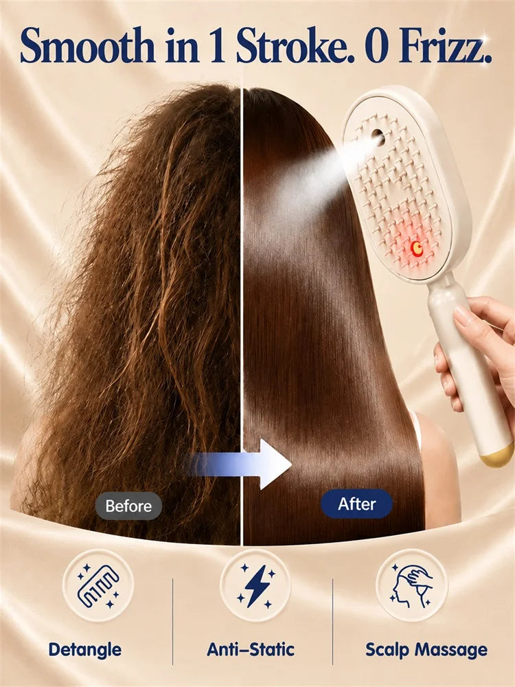Electric Spray Air Cushion Massage Hair Brush – Anti-Tangle, Smoothing, Scalp Massage, Wet & Dry Use, USB-C Fast Charging