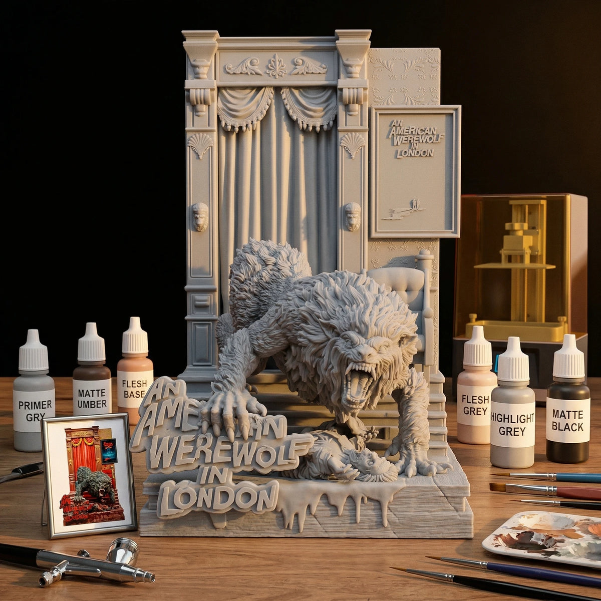 75 / 100mm Werewolf and Victim Unpainted Unassembled 3D Printing Model Garage Kits (Requires Painting and Assembly)