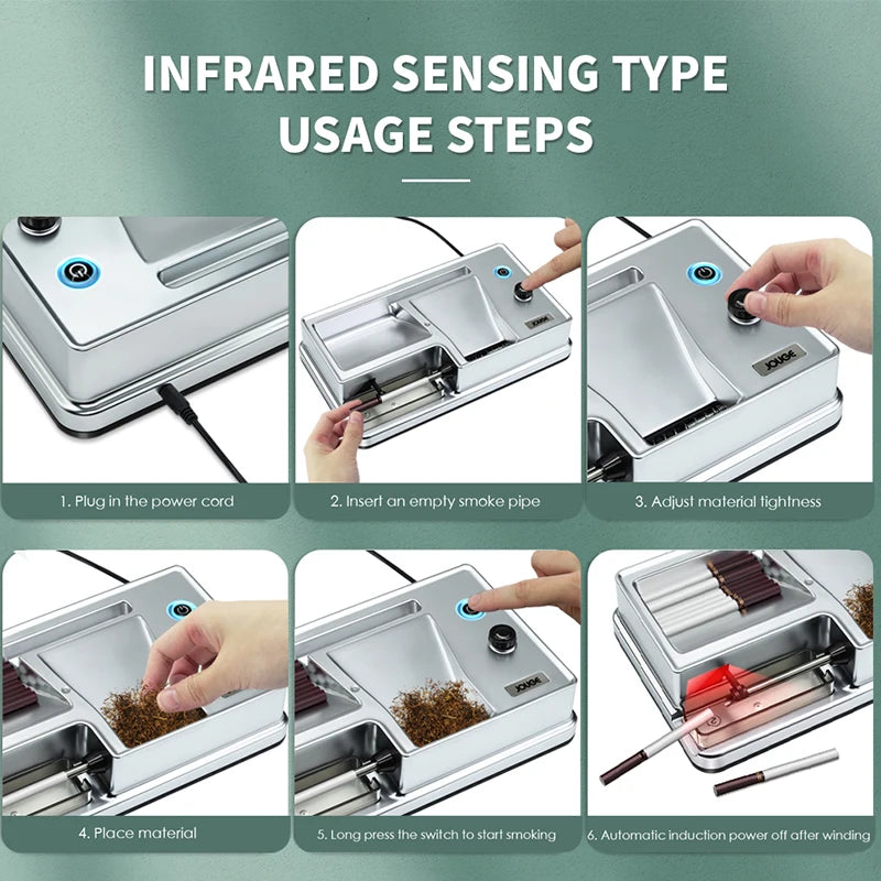 Dual-use Electric Cigarette Rolling Machine with Infrared Sensor 6.5mm 8mm Automatic Tobacco Injector Maker Smoking Accessories