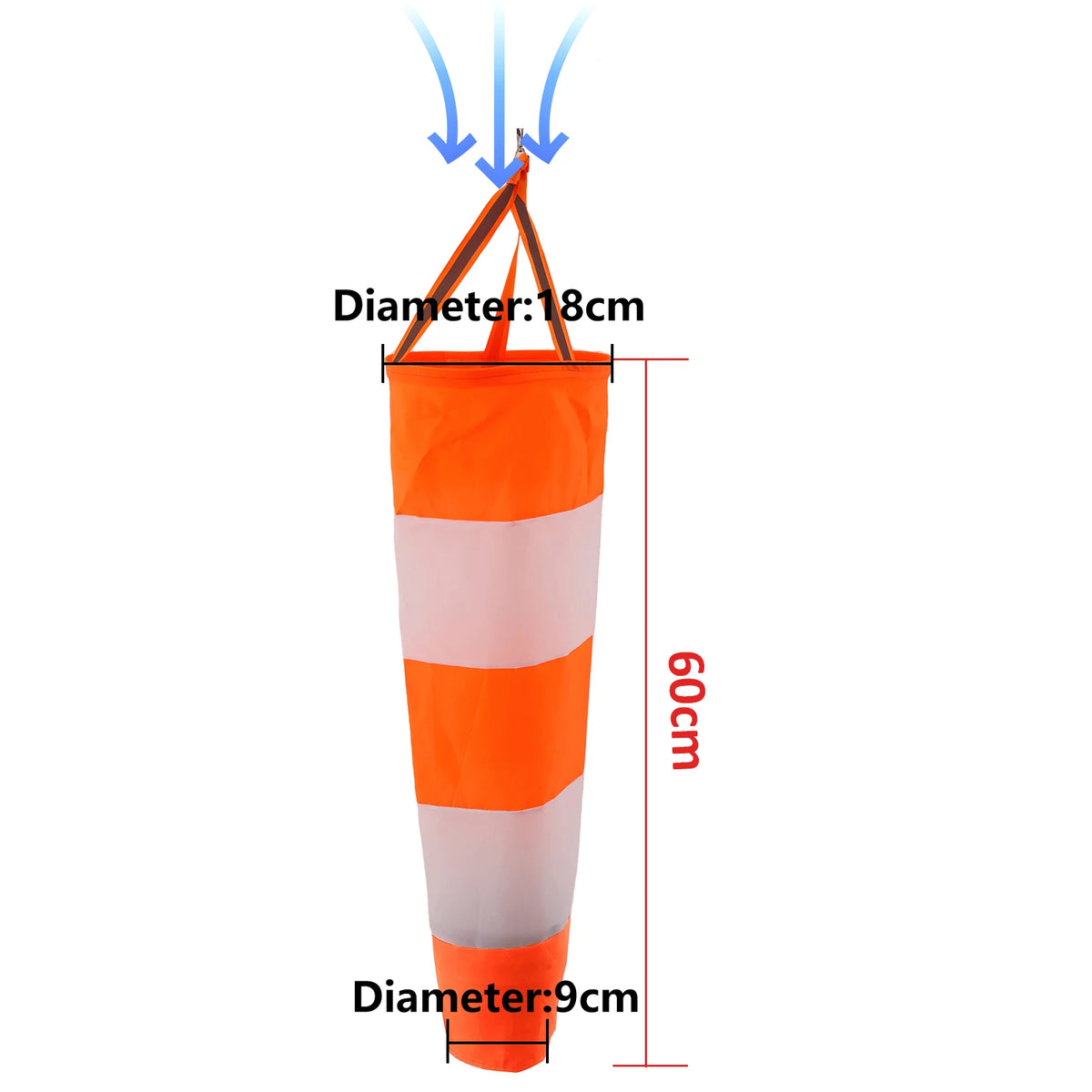 60/80/100cm Reflective Windsock Outdoor Rip-stop Wind Measurement Weather Vane Refective Windsock Weathervane Waterproof 1Pc