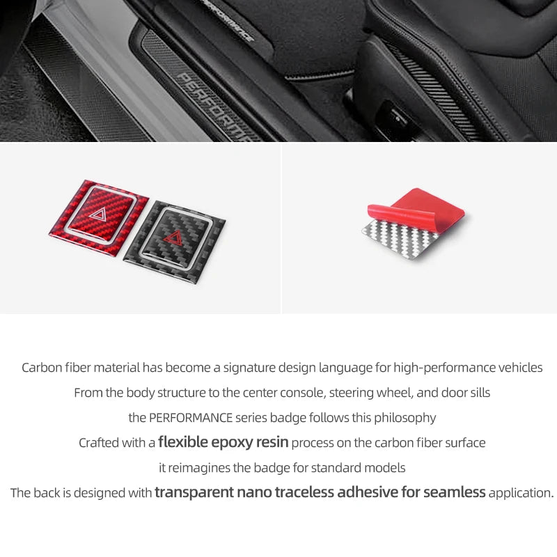 For Subaru BRZ/Toyota GR86 2021- Carbon Fiber Emergency Flasher Switch Button Trim Stickers Car Interior Tuning Accessories