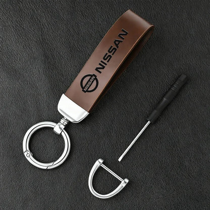 Vintage Leather Car Keychain Key Ring Pendant Fit For Nissan Sylphy N7 Qashqai J10 J11 Note Teana Navara Juke GTR 350Z Patrol Ti