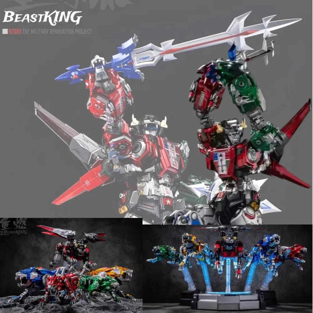 In Stock Reignite Beast King Reborn-01 Transformable and Combining Model LED Base Alloy Detachable Robot Lions Action Figure