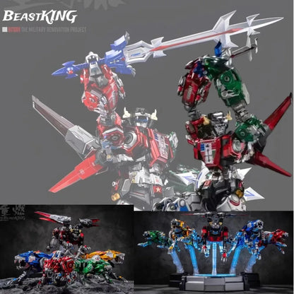 In Stock Reignite Beast King Reborn-01 Transformable and Combining Model LED Base Alloy Detachable Robot Lions Action Figure
