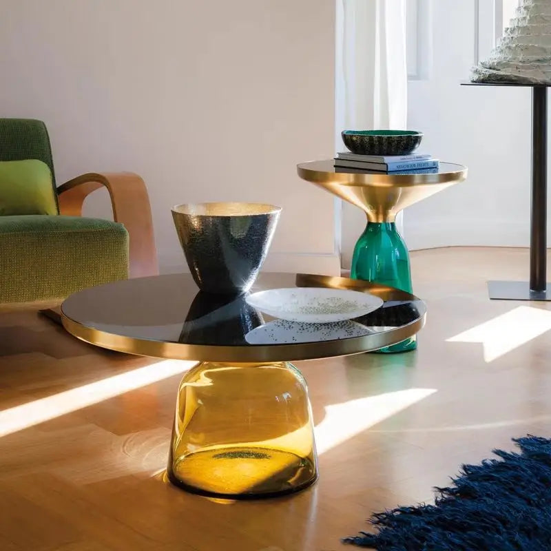Modern Light Luxury Glass Coffee Table Creative Living Room Balcony Colorful High-end Table on The New Nordic High-end