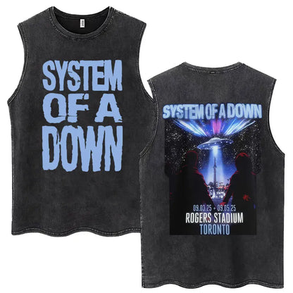 Washed Rock Band Tank Tops Men's Retro Hip Hop Sleeveless T-shirt Summer Oversized Cotton Vests Gifts Fans Gifts Streetwear Tops