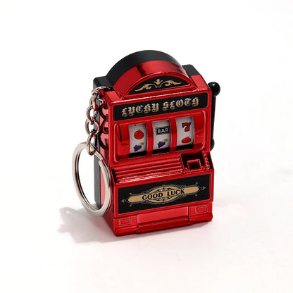 Mini Gambling Slot Machine Key Chains Creative Arcade Pocket Fruit Lucky Jackpot Gadget Antistress Toy Funny Games Keychain Ring
