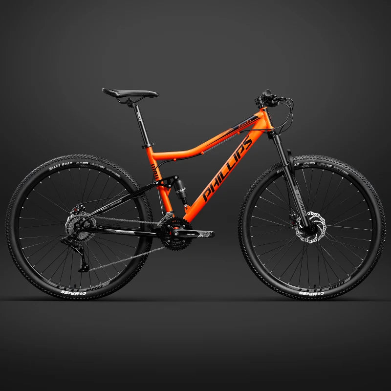 Soft Tail Mountain Bike, Dual Shock Absorbing Cross-Country Mountain Bicycle,Downhill Bicycle Double Disc Brake, 24/27/30 Speed,