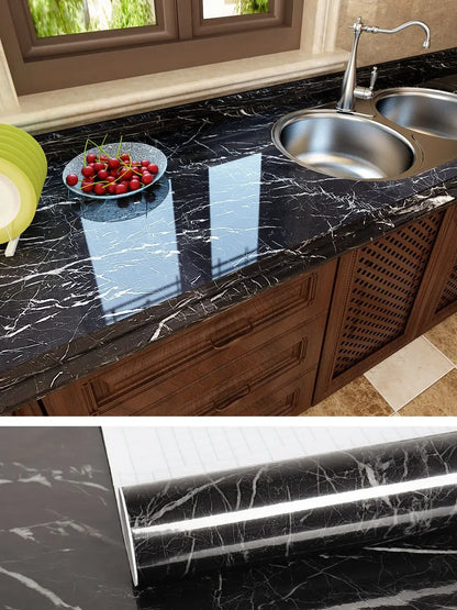 Marble Pattern Kitchen Oil Stickers Self Adhesive Waterproof Cabinet Stove Countertop Desktop Bathroom Renovation Wallpaper Home